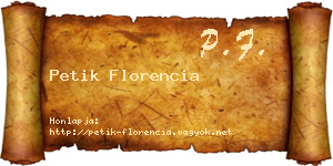 Petik Florencia névjegykártya